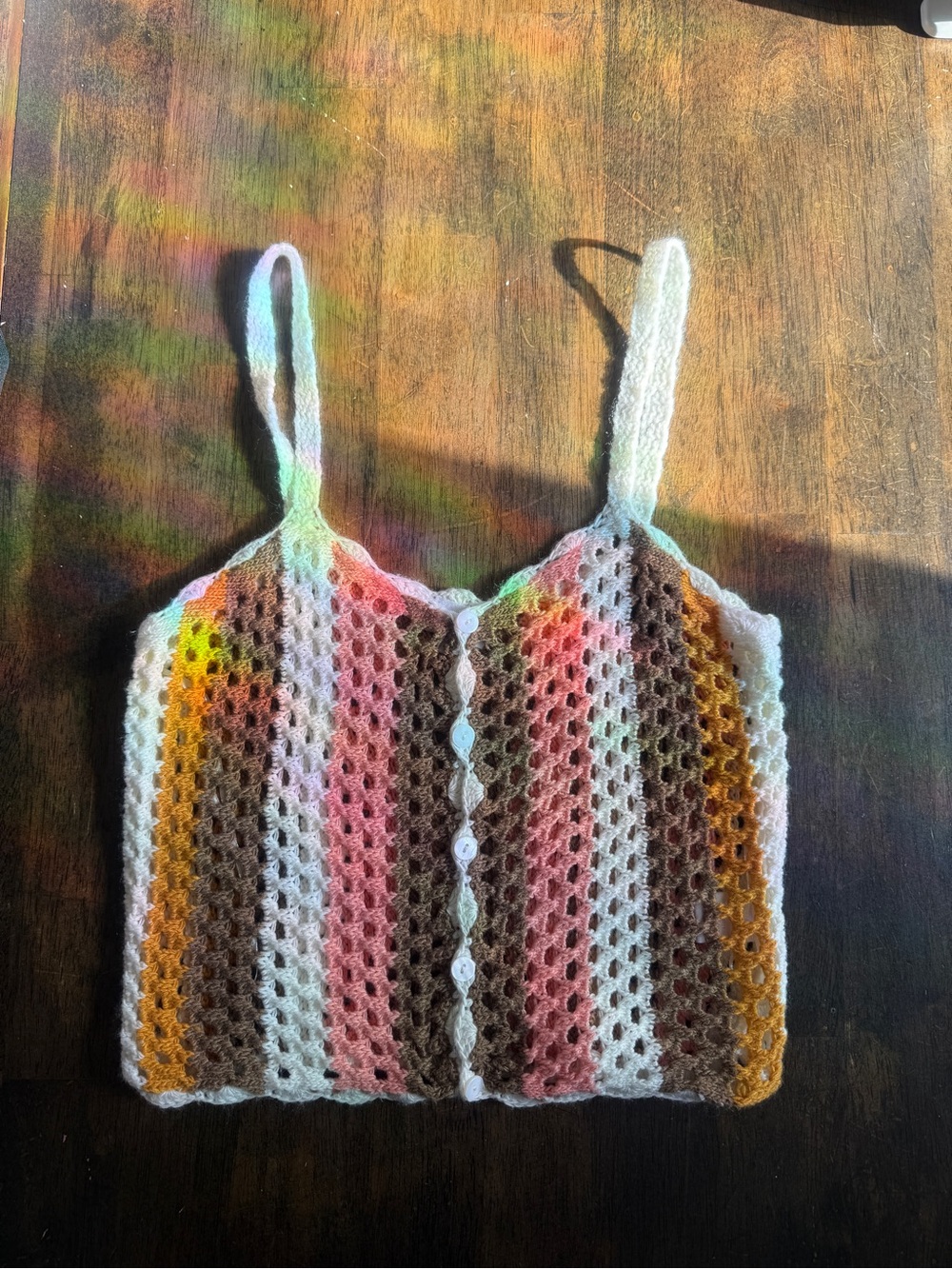 striped crochet crop top